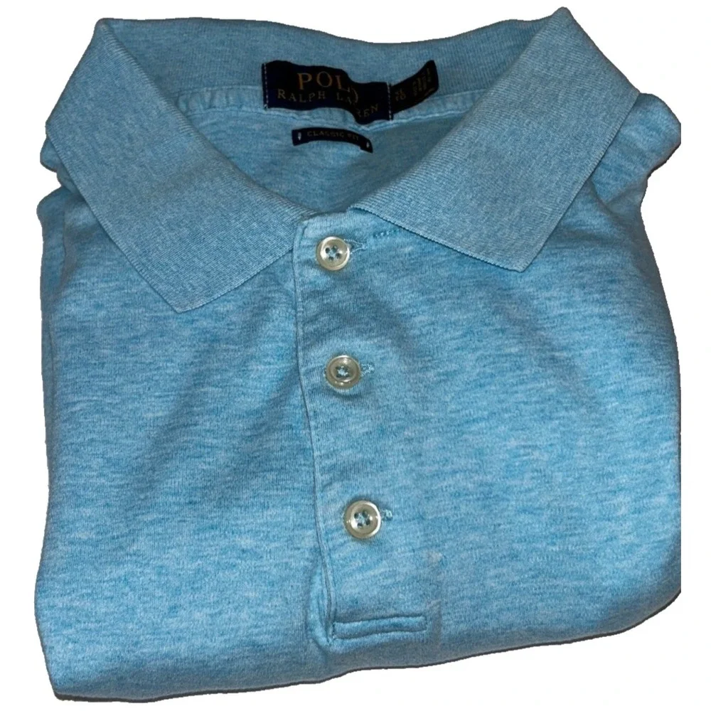 Polo Ralph Lauren Classic Fit Heather Blue Polo‎ Shirt Men's XL Embroidered Pony